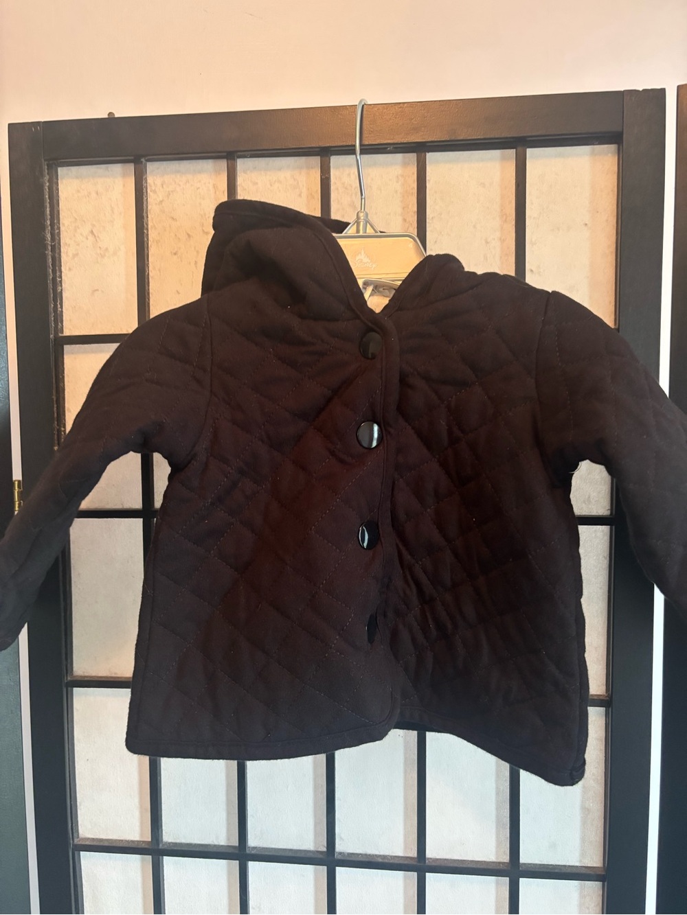 Baby Girls Quilted Hooded Jacket - Black